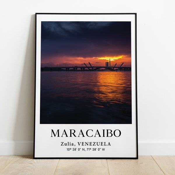 Maracaibo Poster, Puente Rafael Urdaneta, Venezuela Photo, Zulia Print, South America Photo, City Paint, Travel Poster