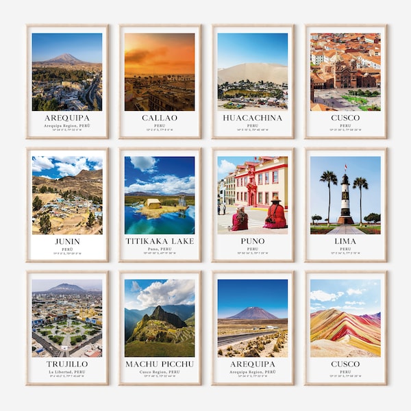 Set Of Peru Poster, Peru Photo, South America Photo, South America Cities, Set Of 12 Travel Photo, Travel Gallery