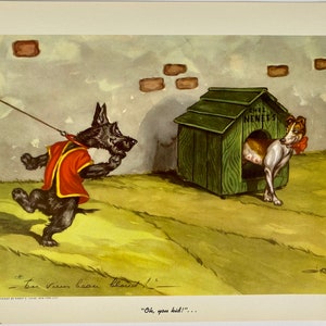 Boris O'Klein unframed vintage art print, Dirty Dogs of Paris "Oh, you kid!" humorous wall art