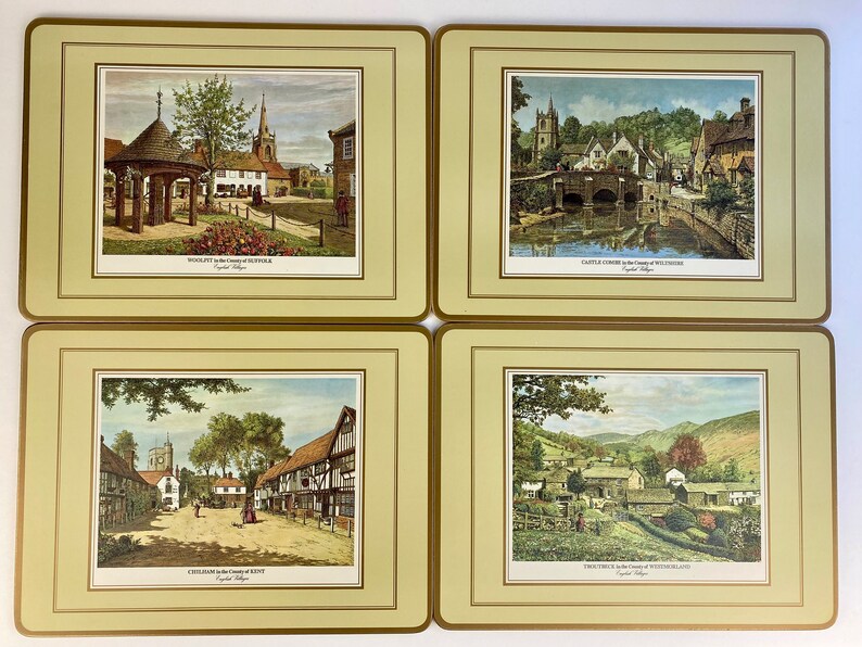 Pimpernel English Villages Vintage Cork Placemats Set of Four Etsy