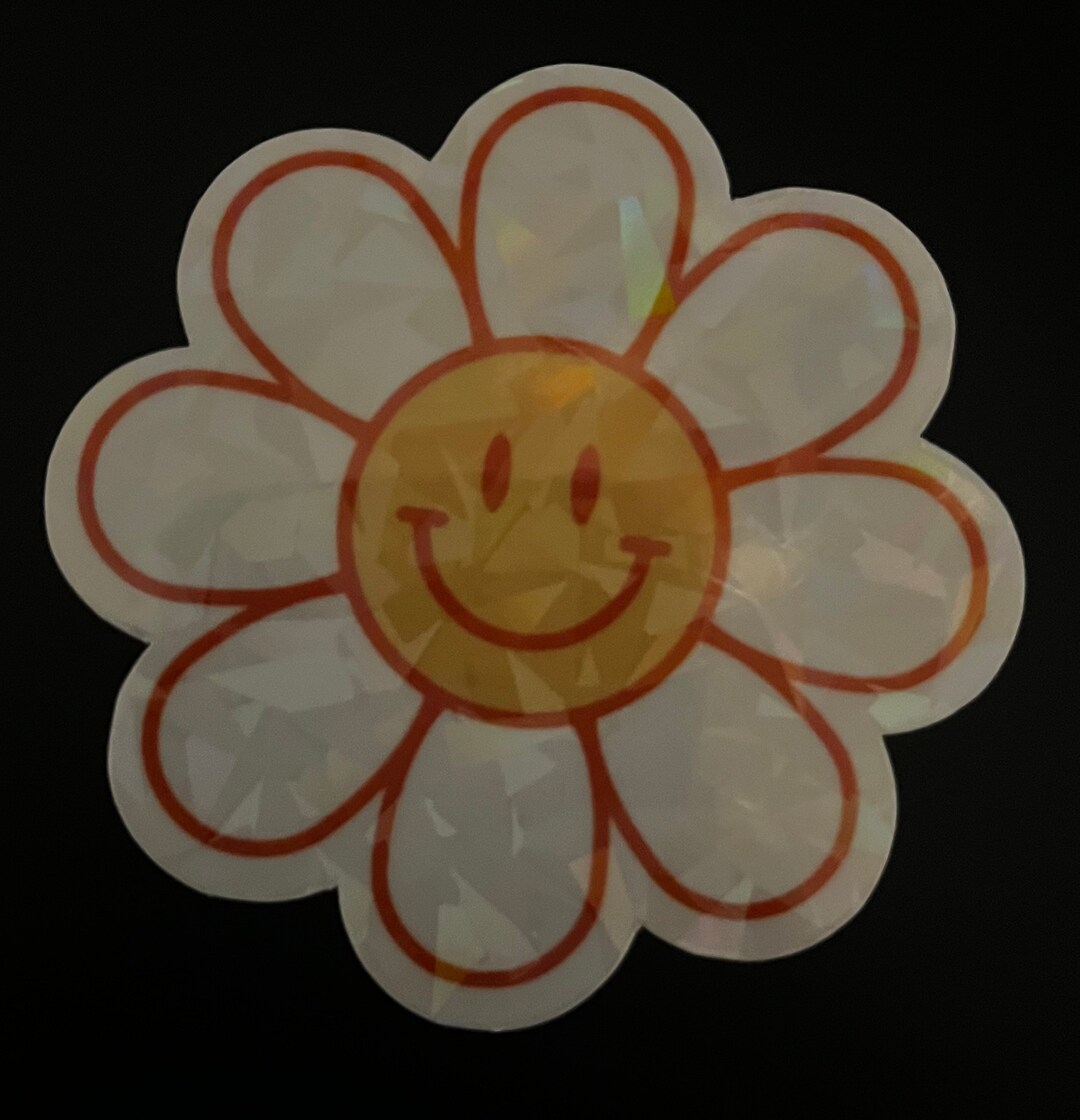Smiley Face Flower Sticker Etsy