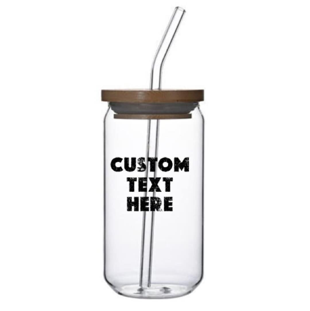 Custom Glass Tumblers With Bamboo Lid Etsy