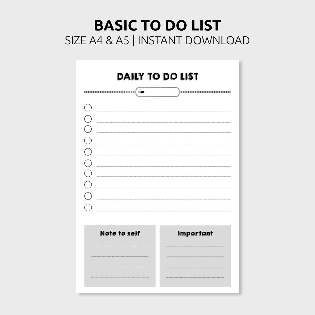 Basic to Do List Printable - Etsy