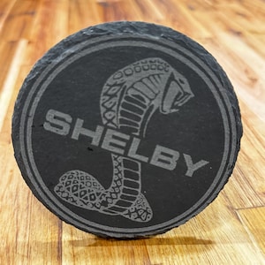 Shelby Mustang Gift - Carroll Shelby Logo on a Slate Drinks Coaster, Shelby fan gift, Shelby Cobra Fan