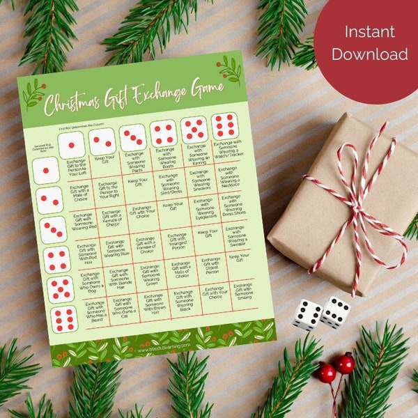 Christmas Gift Exchange Game Printable, Holiday Present Swap, Christmas Party Game, Instant Download Christmas Game, Family Game Printable
