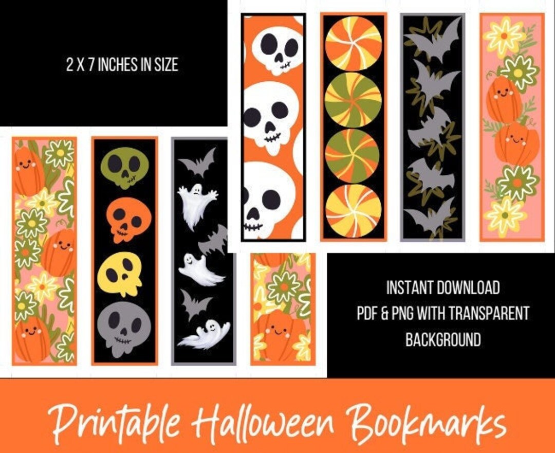 Halloween Printable Bookmarks, Halloween Party Favor, Trick or Treating ...