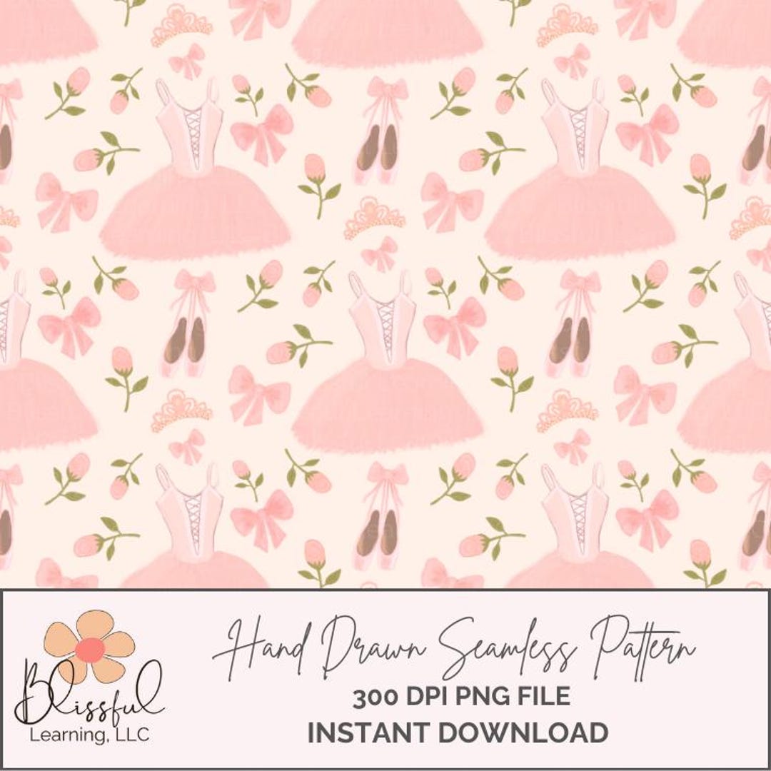 Pink Ballet Bow Seamless Pattern: Coquette Digital Paper (digital ...