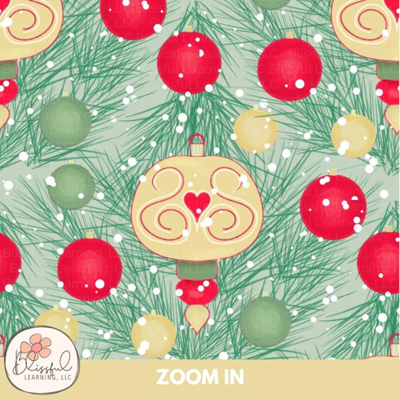 Christmas Ornaments Seamless Pattern, Festive Holiday Printable Paper ...