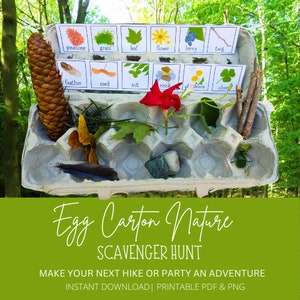 Nature Egg Carton Scavenger Hunt: Outdoor Scavenger Hunt for Kids - Perfect for Camping, Hiking, and School Field Trips, Pintable Hunt PNG