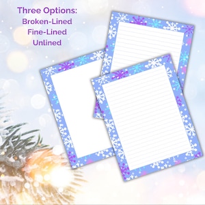 Snowflake Printable Writing Paper Pack - A4, A5, 8.5 X 11 - Lined and ...