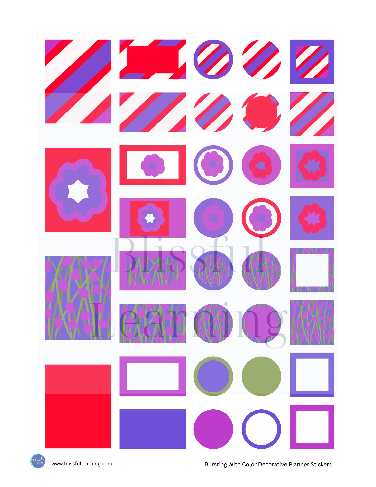 Decorative Printable Sticker Collection for Planners, Journals, and ...