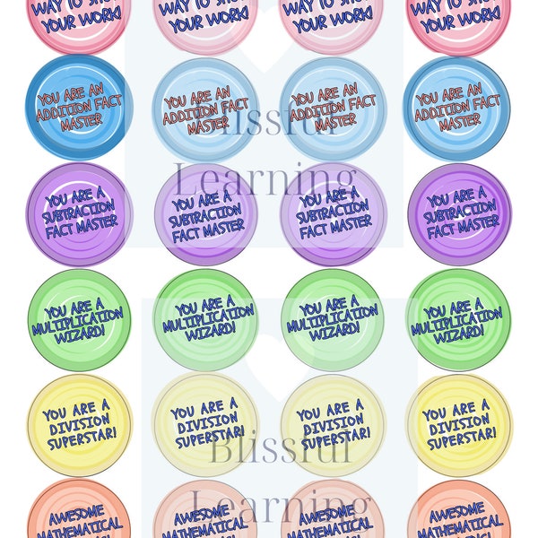 Math Motivational Reward Stickers, Math Achievement Stickers, Teacher Printable Stickers, School Printable Labels, Math Feedback Stickers