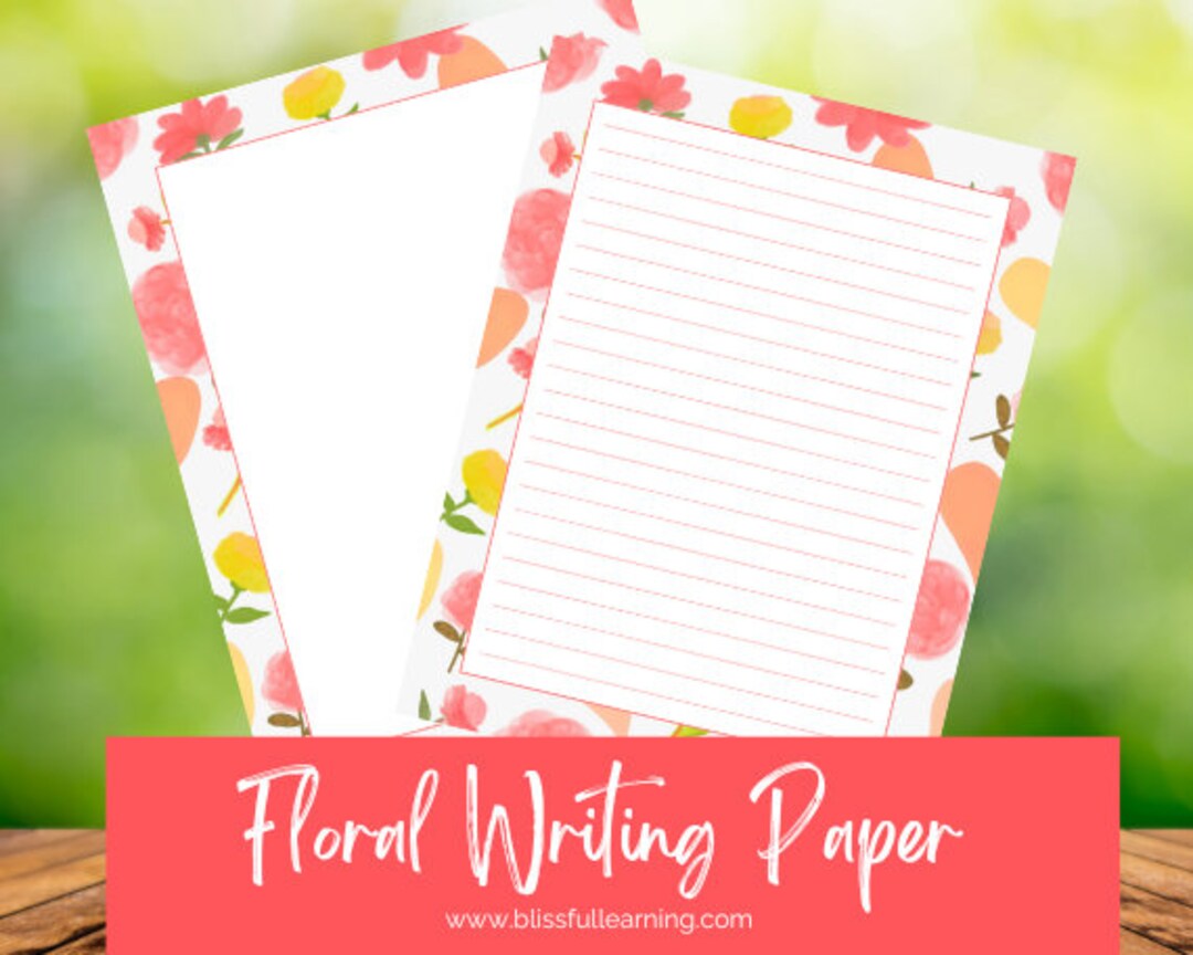 Floral Writing Paper: Pink, White, and Gold (PDF Download) - Etsy