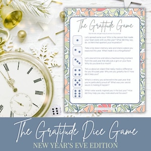 Gratitude Game: New Year's Eve Dice Conversation Starter (Printable)