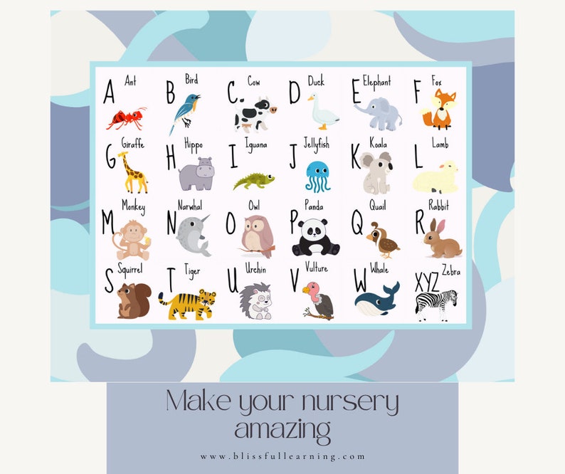 Printable ABC Wall Art Printable Wall Art for Nursery ABC Etsy