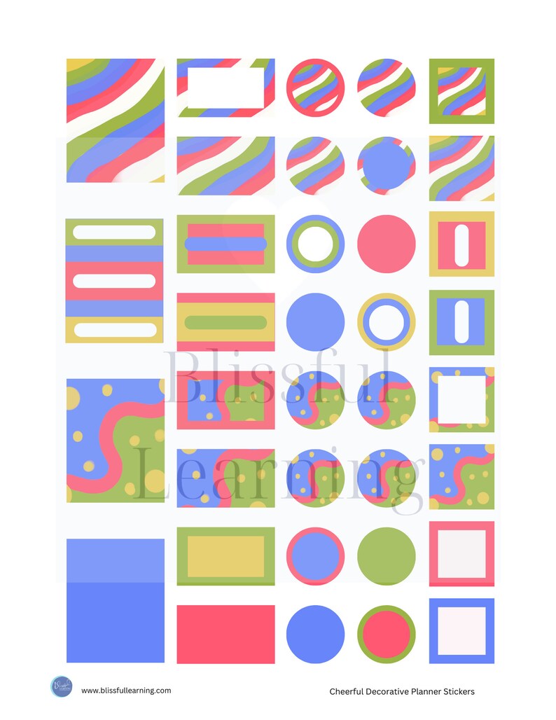 Decorative Printable Planner Stickers, Cheerful Stickers for Planners