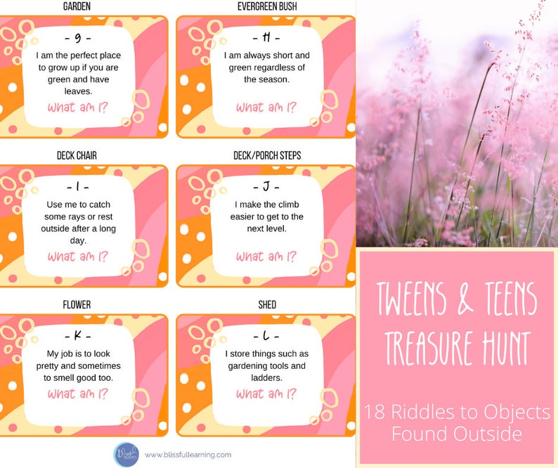 Indoor and Outdoor Treasure Hunt Printable Game for Tweens and Teens - 36 Riddles and ...