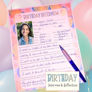 Birthday Interview Printable for Kids - Parent Reflection Sheet Included - 8.5 x 11 inches - Perfect for Memory Boxes and Scrapbooks - PDF