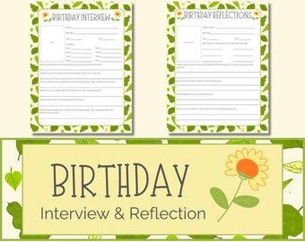 Kids Birthday Interview Printable: Parent Reflection Sheet (Digital Download)