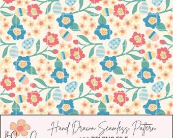 Vintage Easter Floral Digital Paper: Shabby Chic Spring Pattern (PNG)