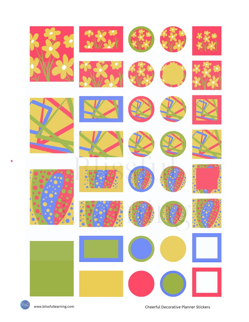 Decorative Printable Planner Stickers, Cheerful Stickers for Planners