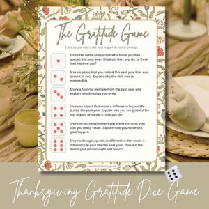 Thanksgiving Gratitude Dice Game: Family Conversation Starter (Digital Download)