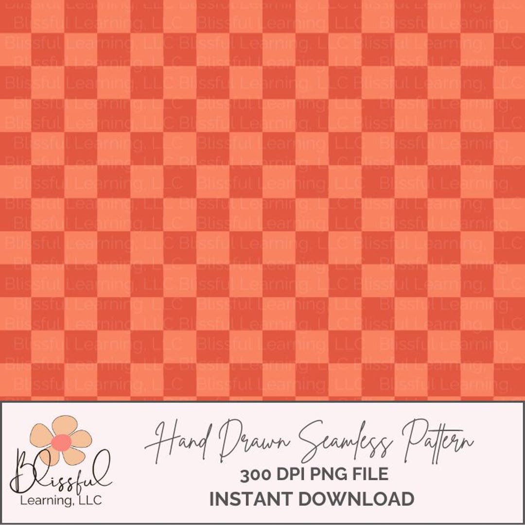 Warm Red Checkered Seamless Pattern, Whimsical Two-toned Rust Digital ...