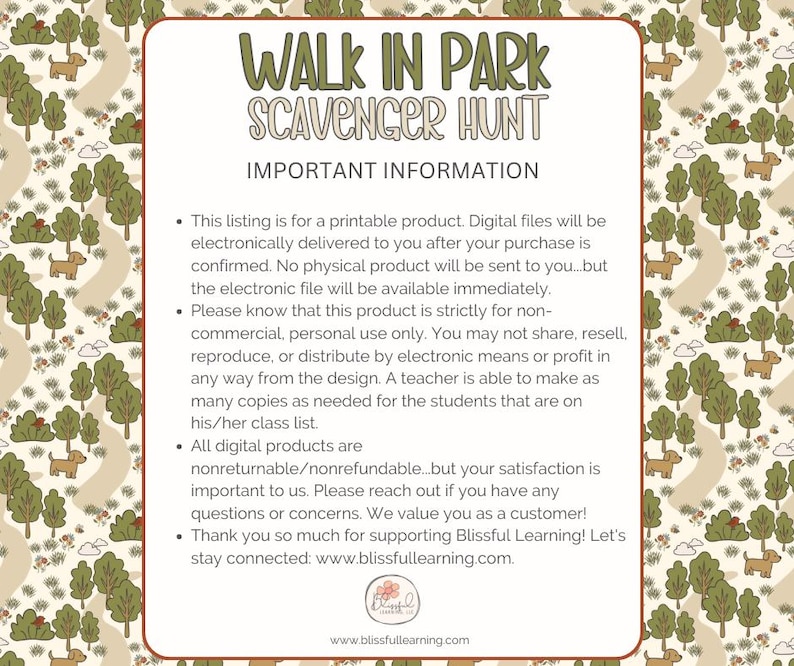Park Scavenger Hunt for Kids: Outdoor Family Game (hand-drawn Printable ...