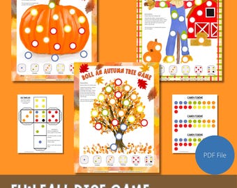Fall Dice Game Bundle: Pumpkin, Scarecrow, Autumn Tree (PDF file)