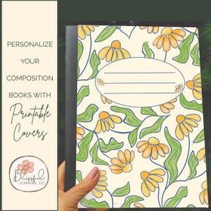 Daisy Composition Notebook Cover Printable Sticker: Back-to-School PNG (Digital Download)