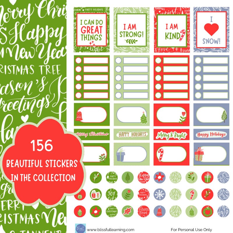 December Printable Planner Stickers for Students, Functional and ...
