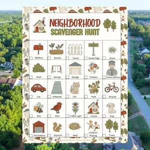 Neighborhood Scavenger Hunt for Kids, Family Outdoor Walking Game Printable, Outdoor Hunt Game PDF, Neighborhood Walk Scavenger Hunt Clues
