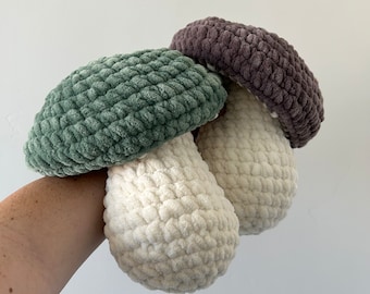 Custom Mushroom Pillow  -  Crochet Cottagecore Decor - Choose Your Color