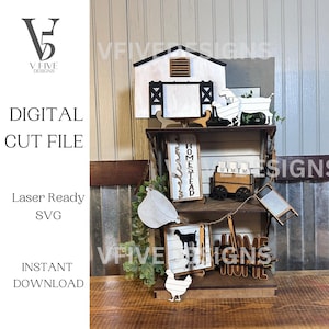 Digital Homestead Tiered Tray SVG File_ Laser File_ Laser SVG_ Tiered tray SVG_Homestead Tray File