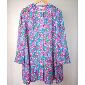90s vintage Givenchy floral one button duster jacket/ pink, blue, green floral
