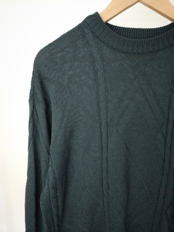 Vintage dark green wool crew neck knit pullover w… - image 5