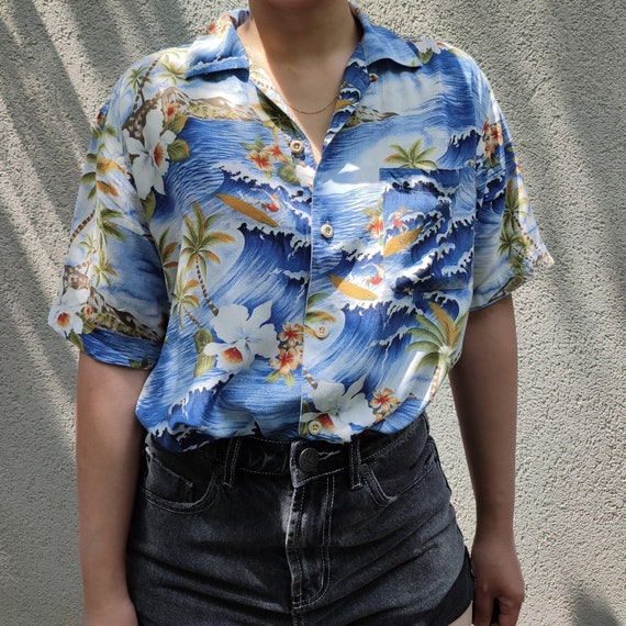 Vintage Hawaiian shirt women, men / aloha  summer… - image 8