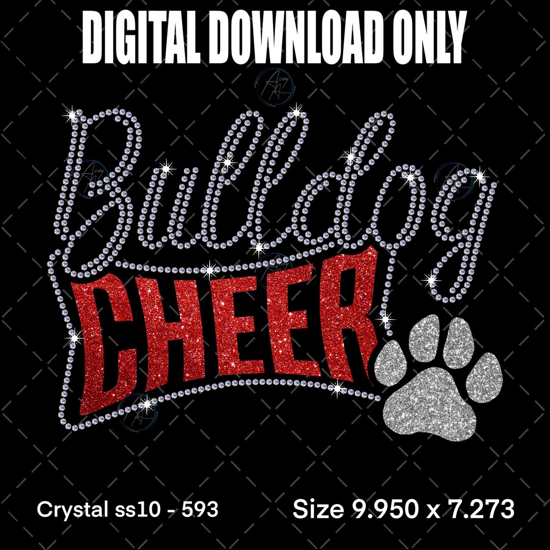 Bulldog Cheer Rhinestone Template SVG | Paw Design | Ss10 Rhinestone ...