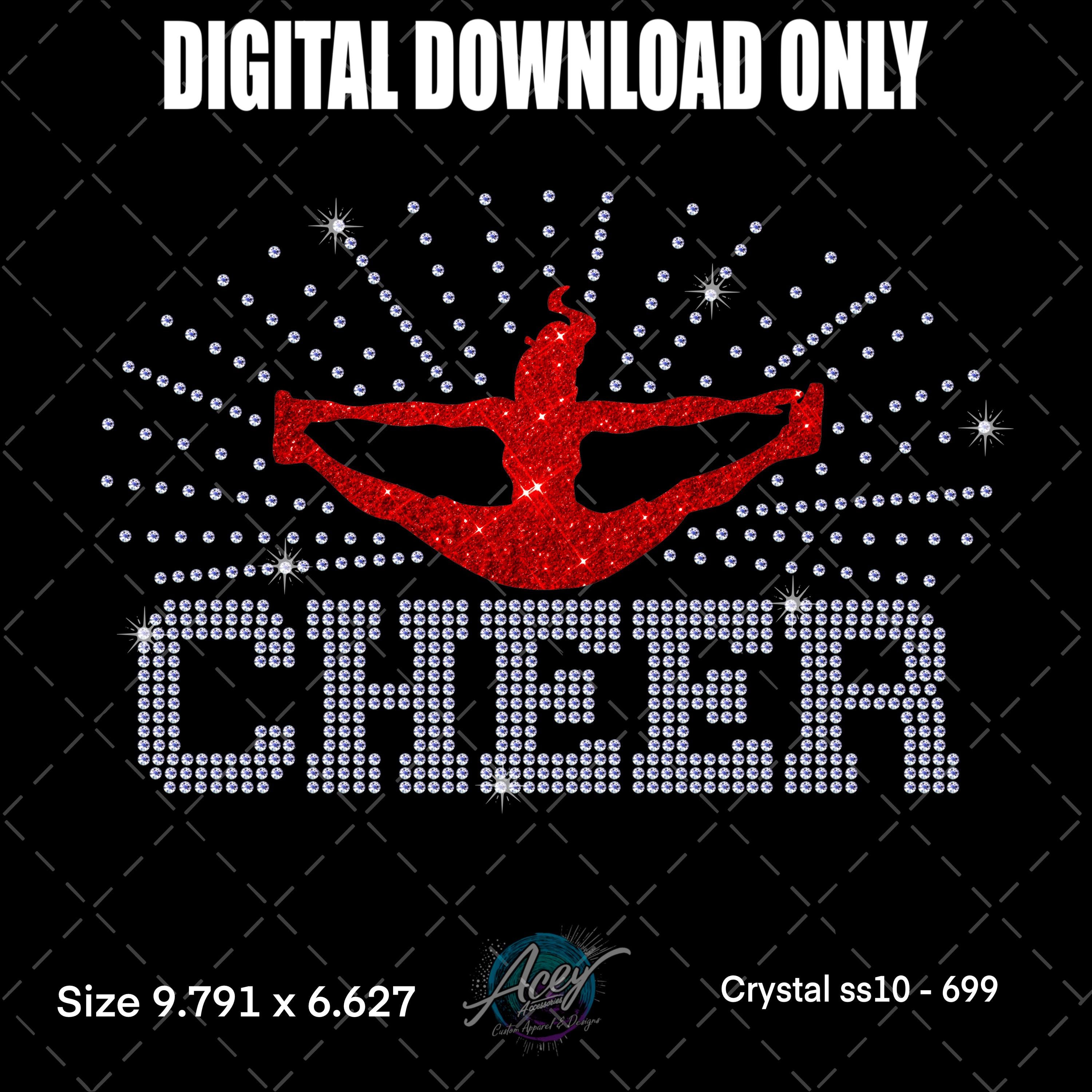 Cheer Rhinestone Template Svg Ss10 Cheerleader Jump Burst - Etsy