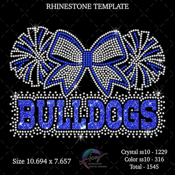 Bulldogs Rhinestone Bow Design | Cheerleader Spirit Wear Template (Digital Download)