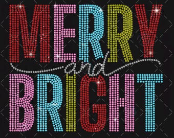 Merry and Bright Rhinestone & Spangle SVG Template (Digital Download)