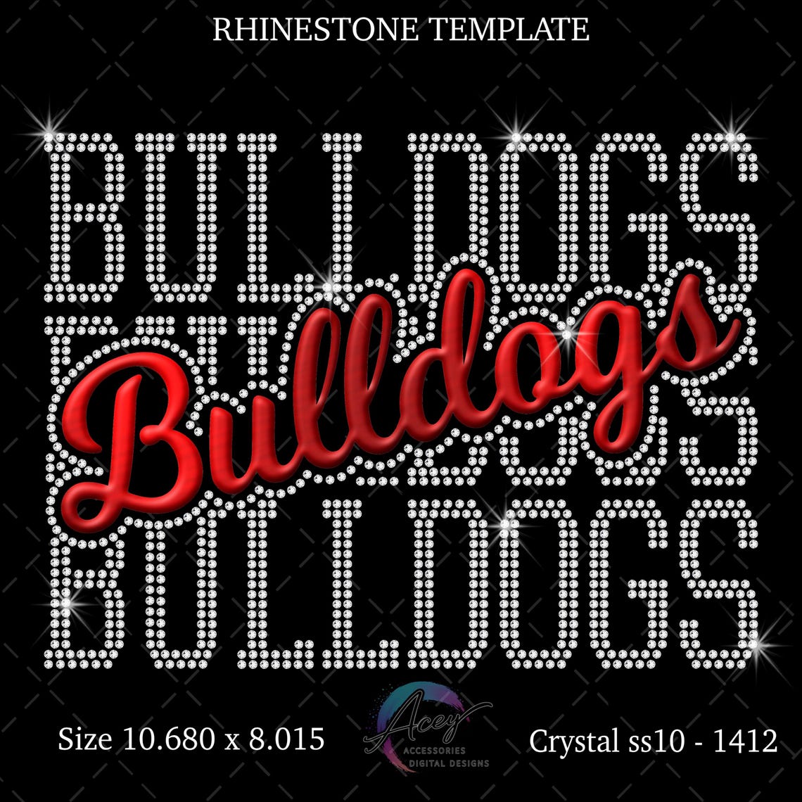 Bulldogs Rhinestone Design SVG PNG | Bling Mascot Template (digital ...