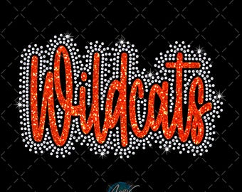 Wildcats Scatter Rhinestone SVG PNG SSV3 | Sports Crystal Cut File | Digital Download
