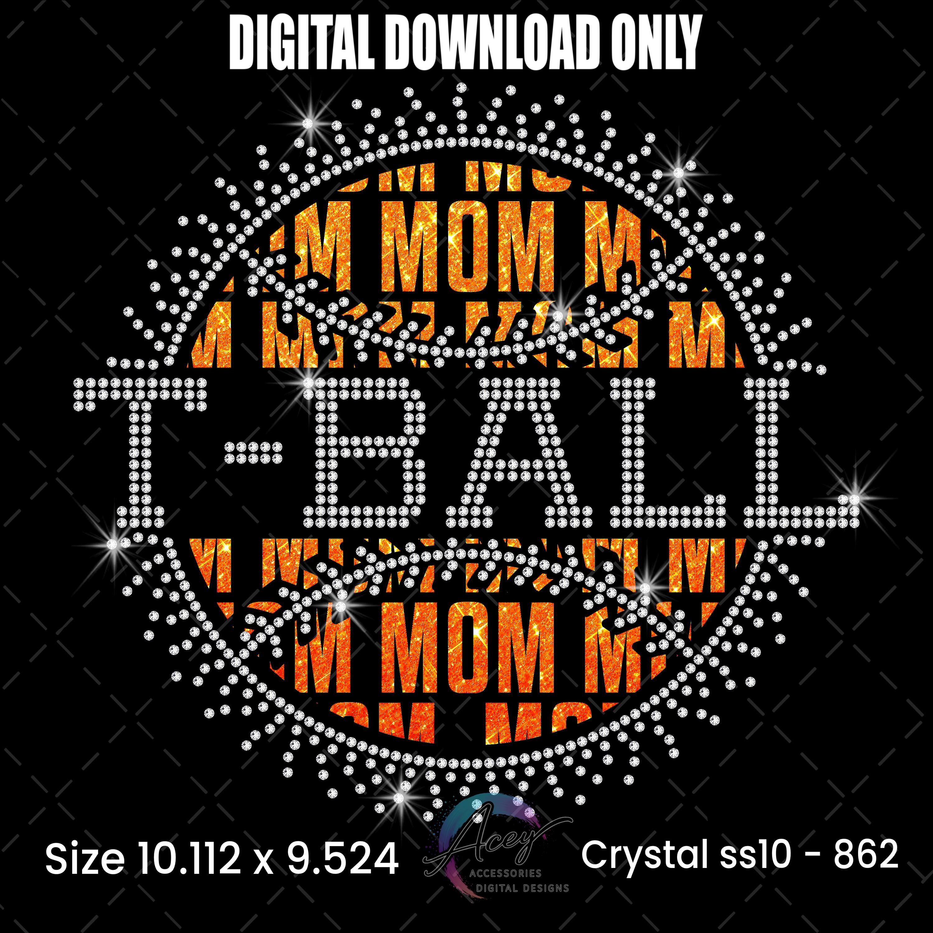 T-ball Mom Rhinestone SVG, Baseball Bling Shirt Template, Game Day ...