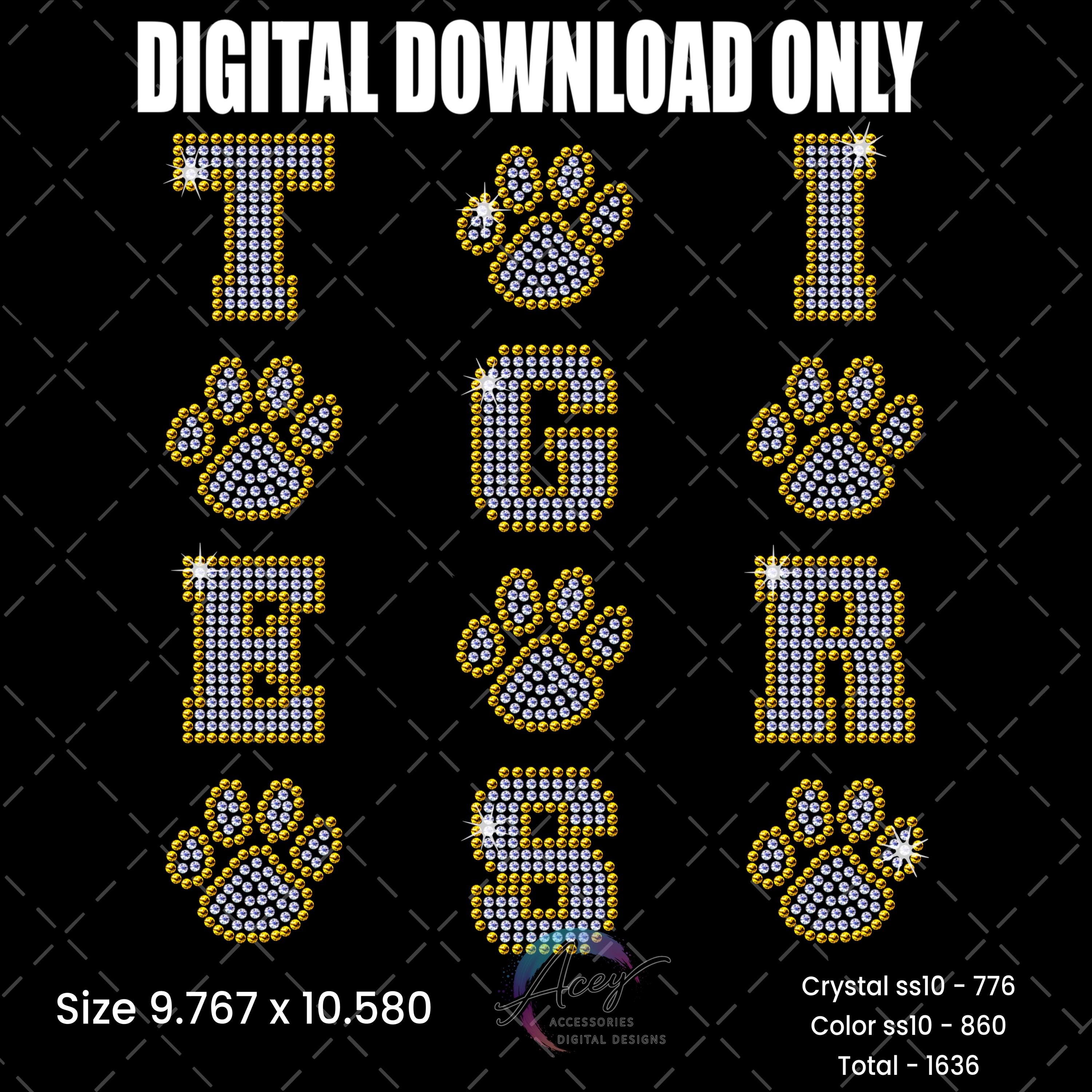 Tigers Rhinestone Design Tigers Rhinestone Design | Paw Print Mascot Bling Shirt Template | SS10 ...