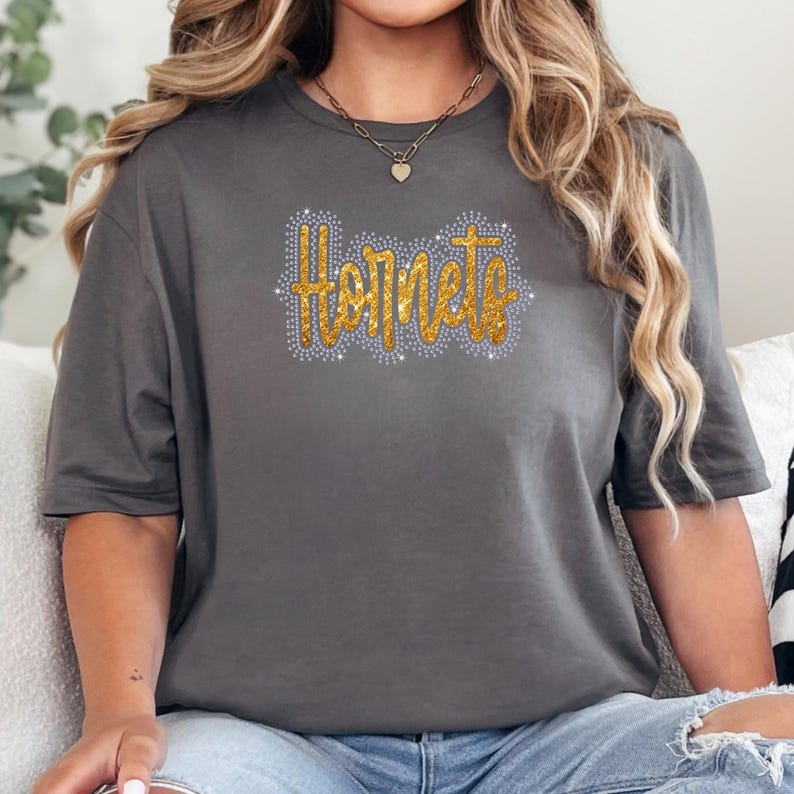 Honets Rhinestone Transfer Hornets Rhinestone and Vinyl Design | Bling Shirt Template | Mascot ...