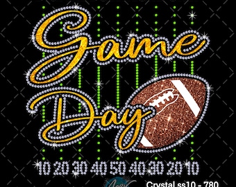 Game Day Football Rhinestone Template SVG PNG SSV3 |  Field Design |  Digital Download