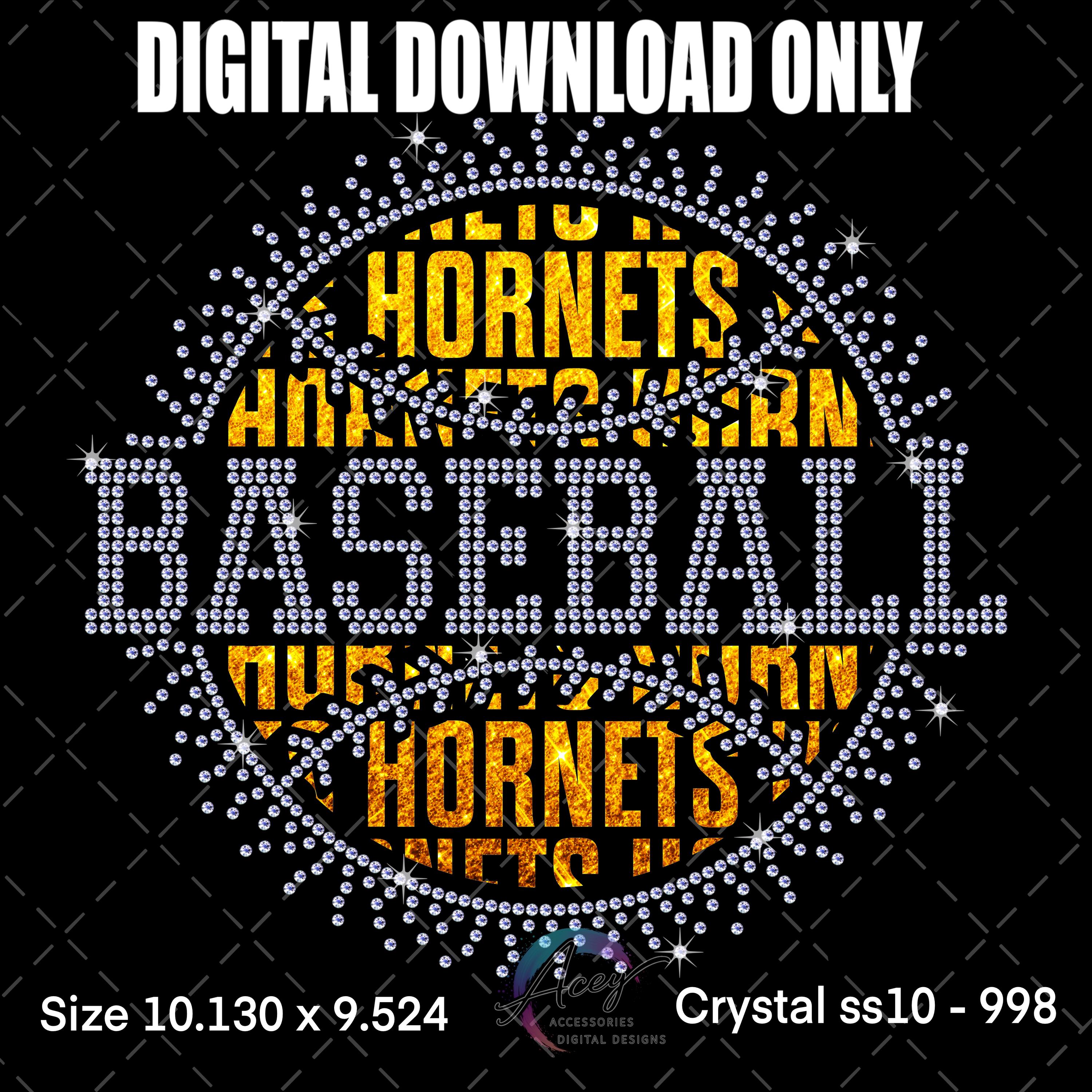 Hornets Baseball Rhinestone Template | Bling Shirt Design | SVG PNG ...