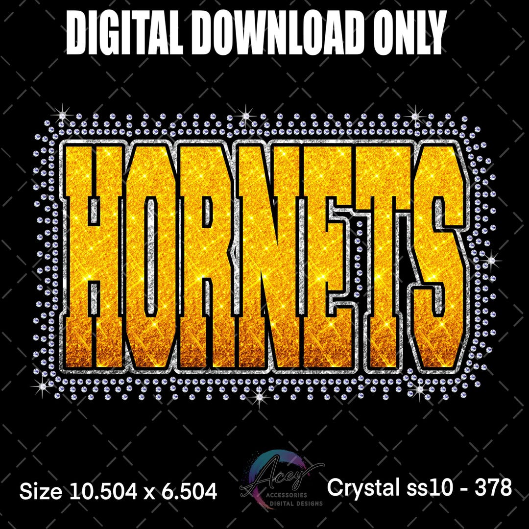Honets Rhinestone Transfer Hornets Rhinestone SVG, Bling Shirt Design, Mascot Ss10 Template, Game ...