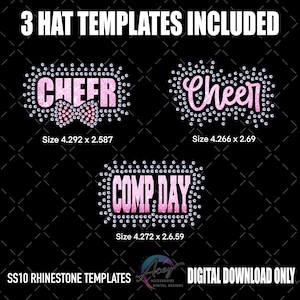 Cheer Rhinestone Hat Templates Bundle | Bling SVG PNG (Digital Download)